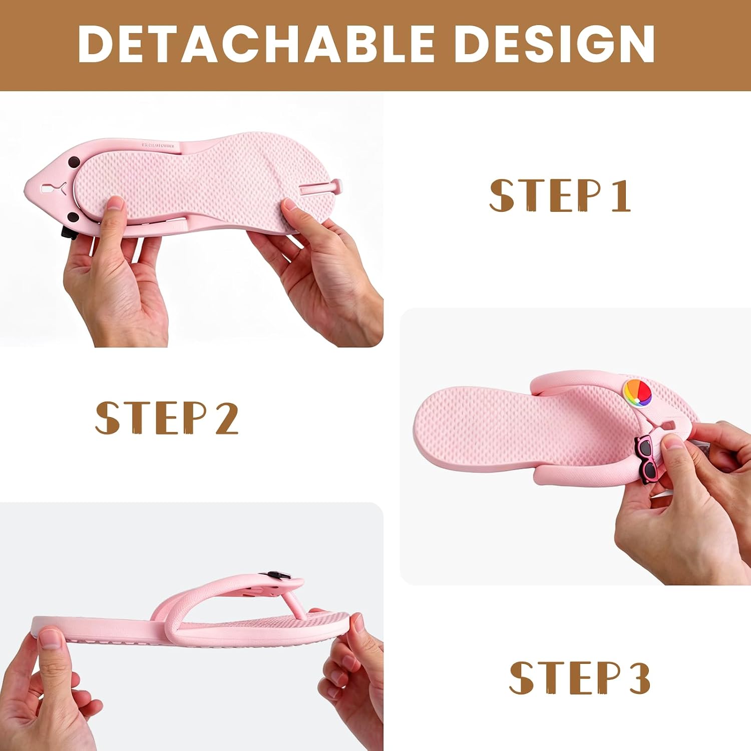 Unisex Foldable Portable Travel Flip Flops Non-Slip Quick Dry Shower Shoes image 3
