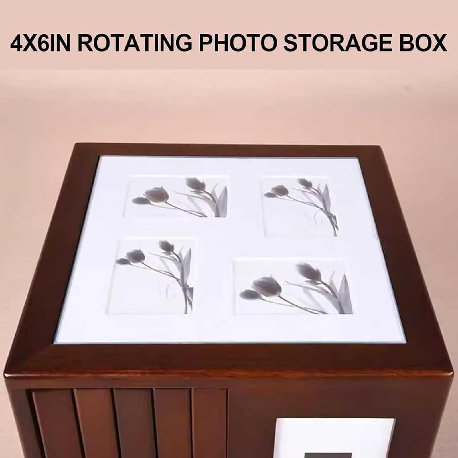 Scatola Portafoto Girevole Con Inserto Da 4x6 Pollici, Scatola Per Album Fotografico In Legno, Con Base Girevole, Contiene 400 Foto, Ideale Per Decorazioni Per La Casa, Ricordi Di Nozze, Persone Care
