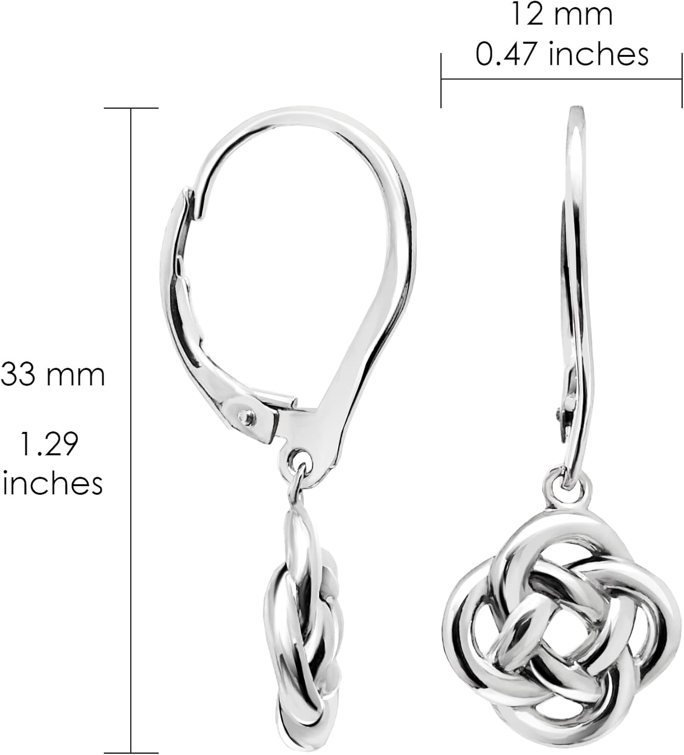 Hoops & Loops 925 Sterling Silver Love Knot Flower Eternity Irish Celtic Design Dangle Leverback Drop Dangle Earrings for Women, Silver, 14k Yellow Gold, Rose Gold & Black Flashed Plate Sterling Silver - Image 6