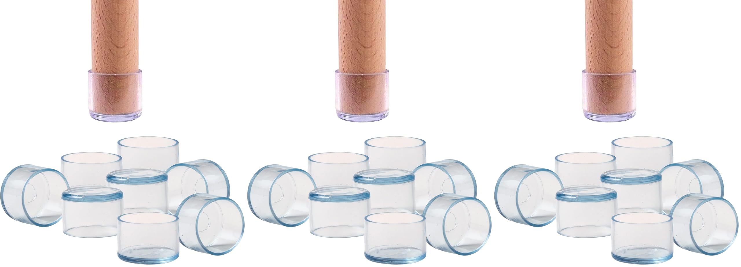 Casquettes en silicone pour chaises transparentes et élastiques | Patins antibruit 25 mm