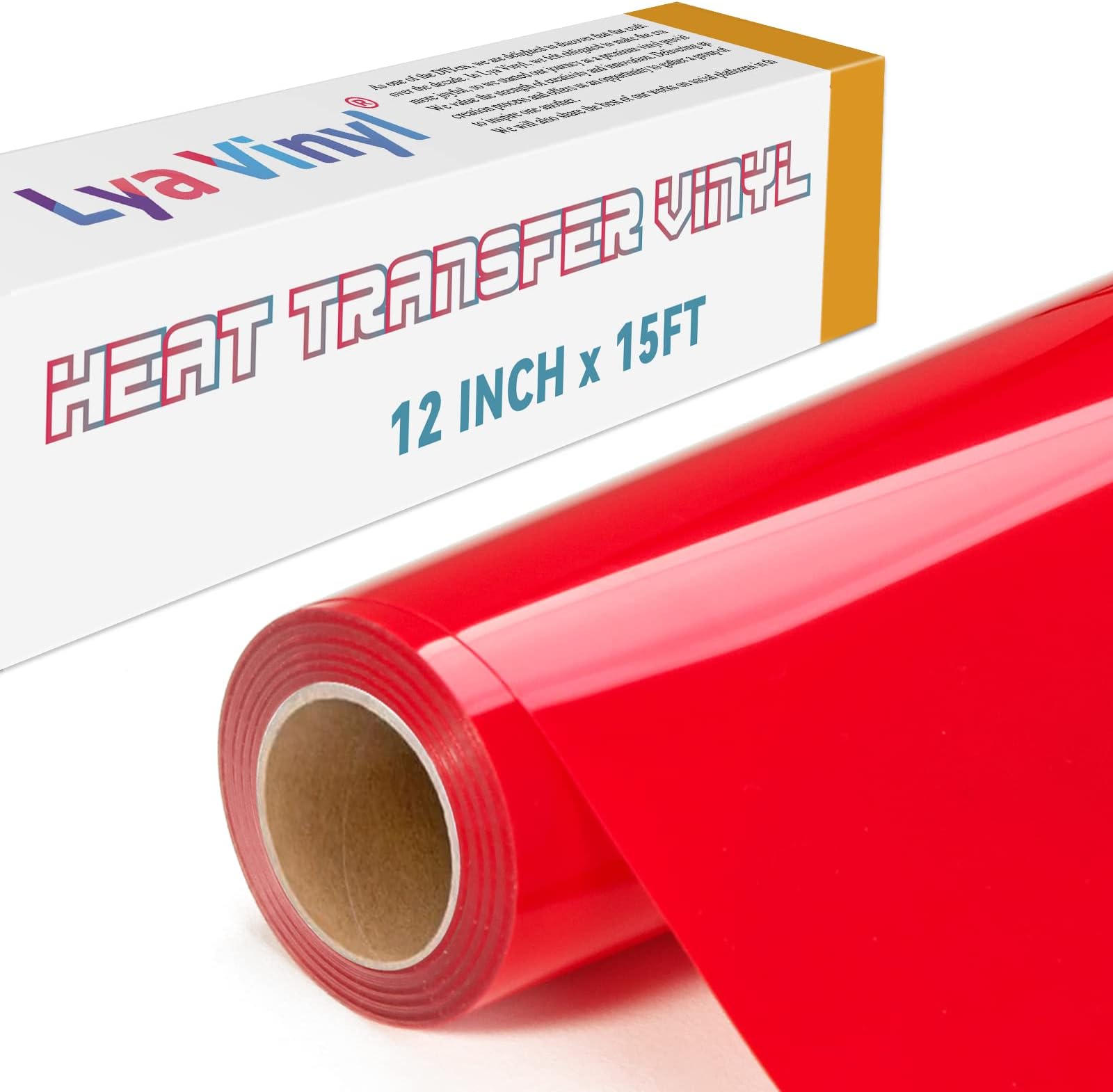 15FT Heat Transfer Vinyl, Red Iron on Vinyl Roll for Cricut, Silhouette Cameo, Red HTV Vinyl for DIY Fabric, Clothes, Bags, and Other Textiles