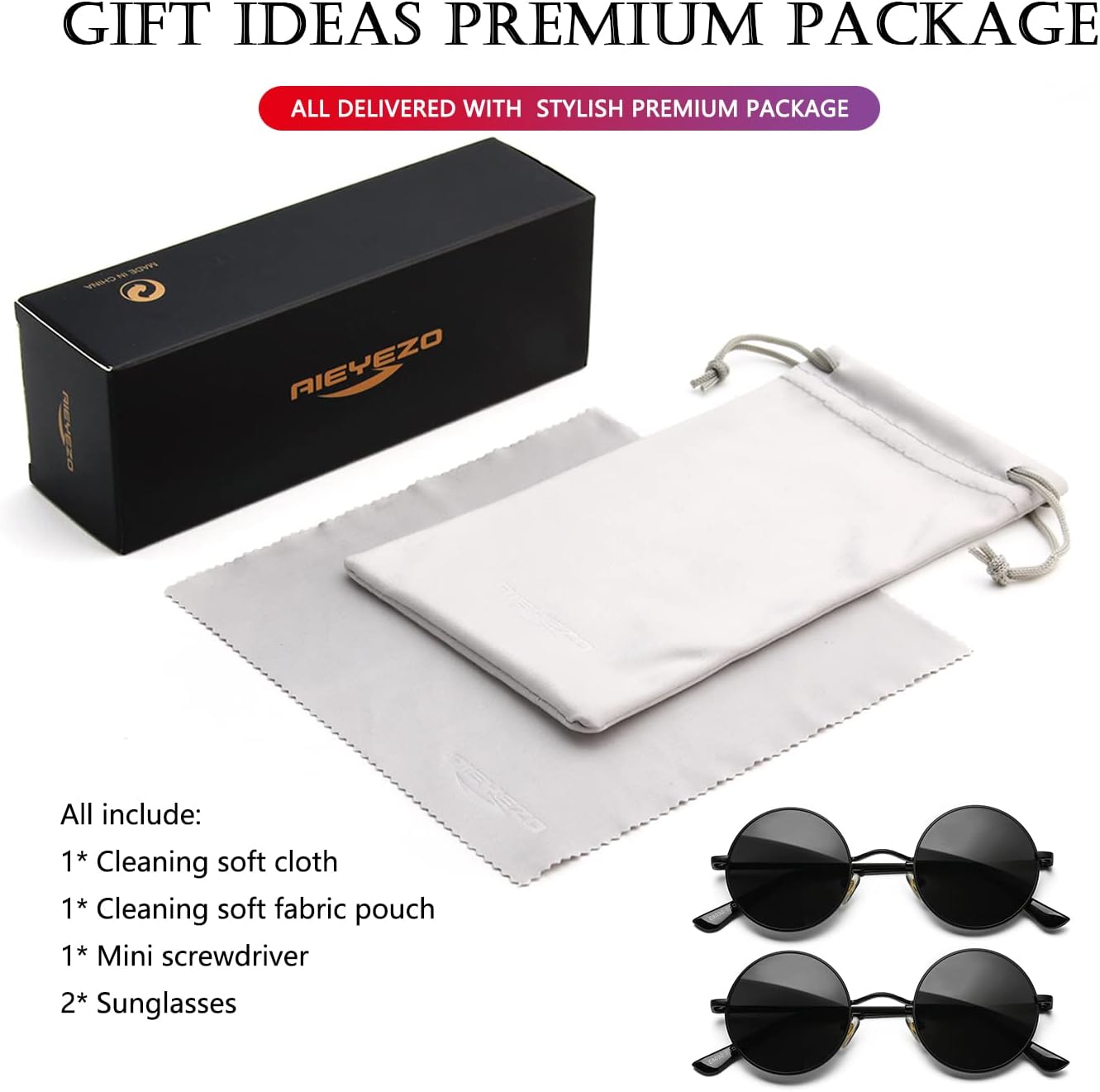 AIEYEZO Retro Round Sunglasses for Men Women Circle Polarized Sun Glasses Trendy Vintage Small Round Shades - Image 7