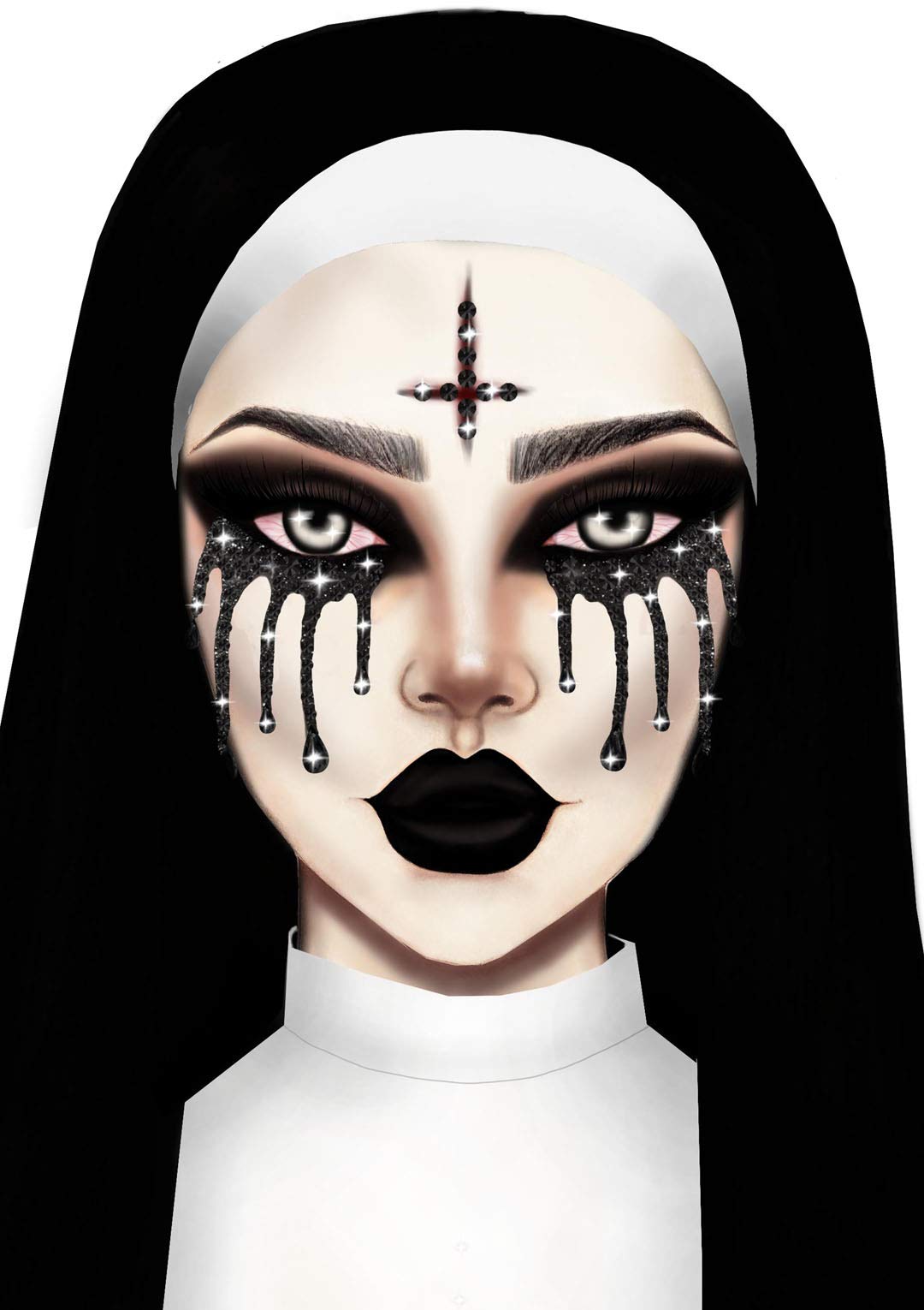 Leg Avenue Eye038 01122 Costume Eyewear, Evil Nun Black, One Size