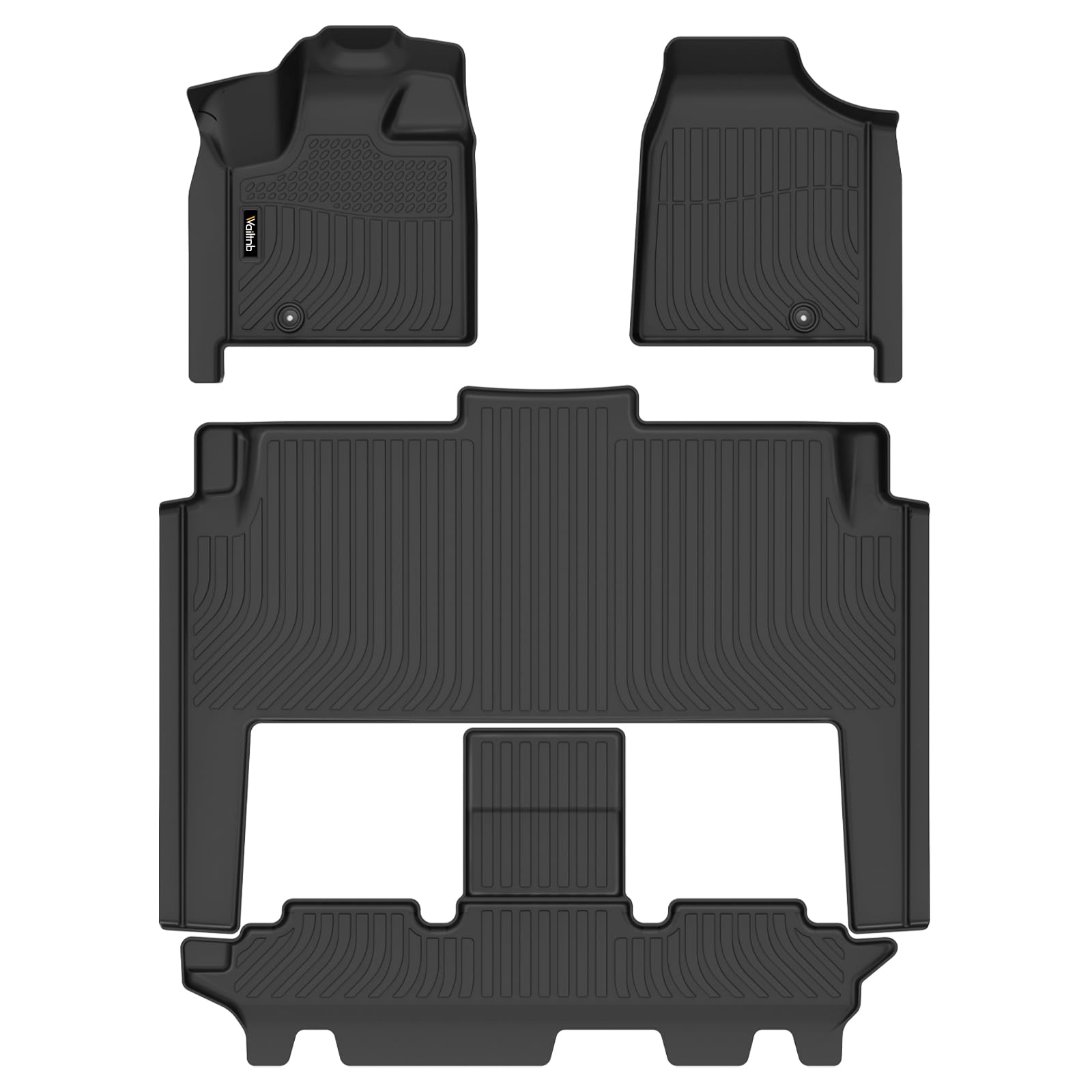 Wailtnb- Floor Mats Fit Dodge Grand Caravan 7seat 2011-2021/2008-2016 Town & Country (Stow'n Go Only) All Weather Floor Liners Accessories Black