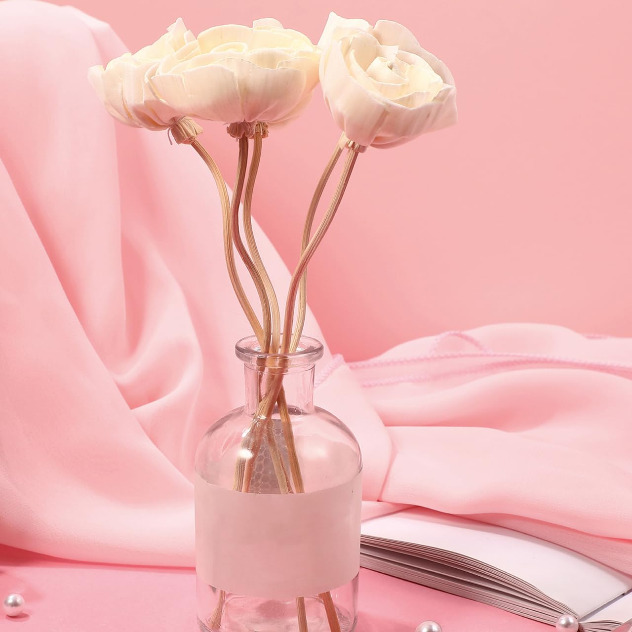 Angoily - Difusor de 8 Varillas de Madera Rosa con Flor de ratán Esencial Aroma de Aceite difusor para el hogar