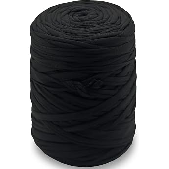 T Shirt Yarn Knitting Yarn Fabric Crochet Yarn for Bag Basket Blanket Home Decor - Black Plain Yarns