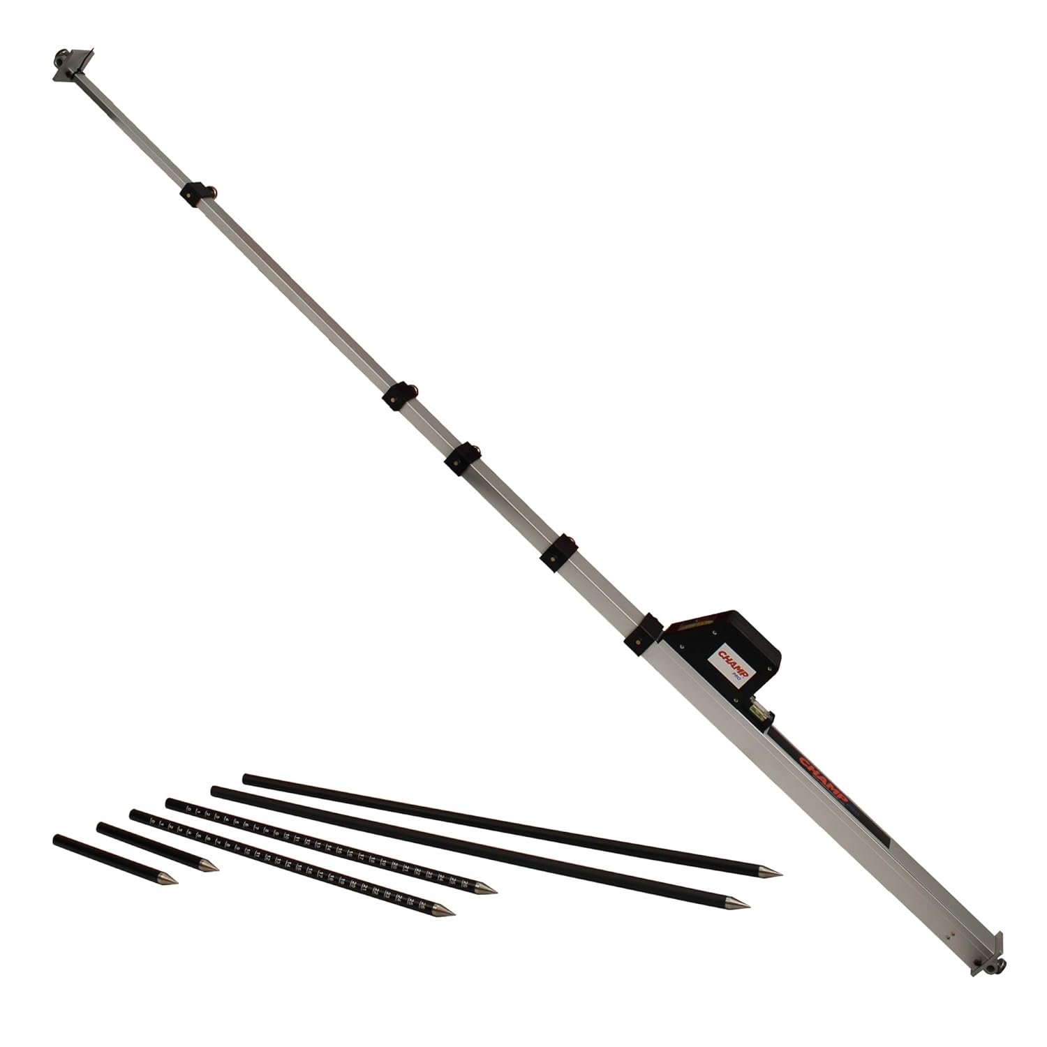 Champ Pro Tram Gauge – 28" to 10' Adjustable Measuring Tool, 2mm Accuracy, 6 Pointers, Easy to Read SAE and Metric Units, Includes 2 Nylon Storage Bags – Auto Body and Frame Repair