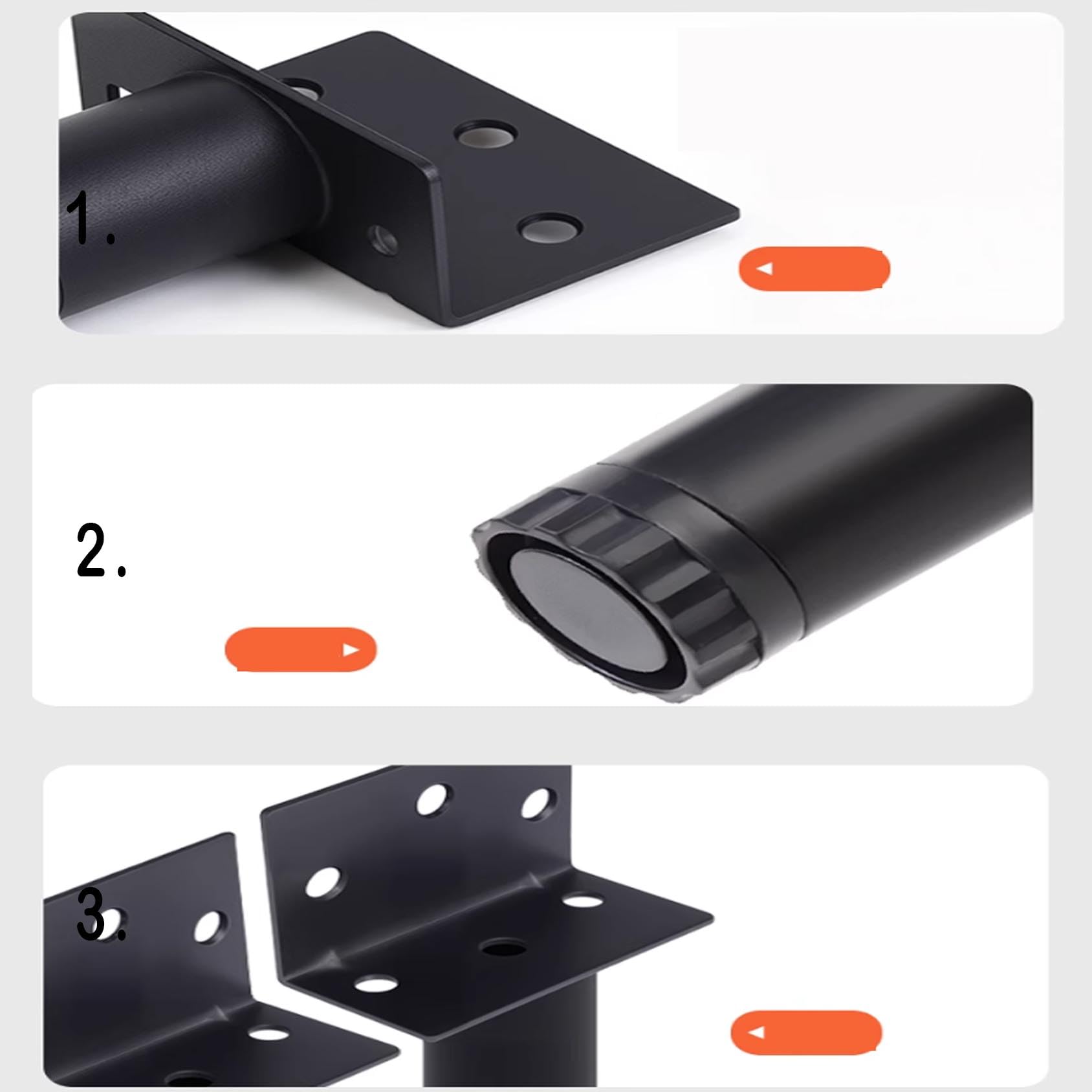 Patas ajustables de metal negro para muebles, paquete de 4 unidades de 30 cm de altura para sofá, cama, armarios, mesitas de noche y muebles de baño, patas de repuesto duraderas y elegantes