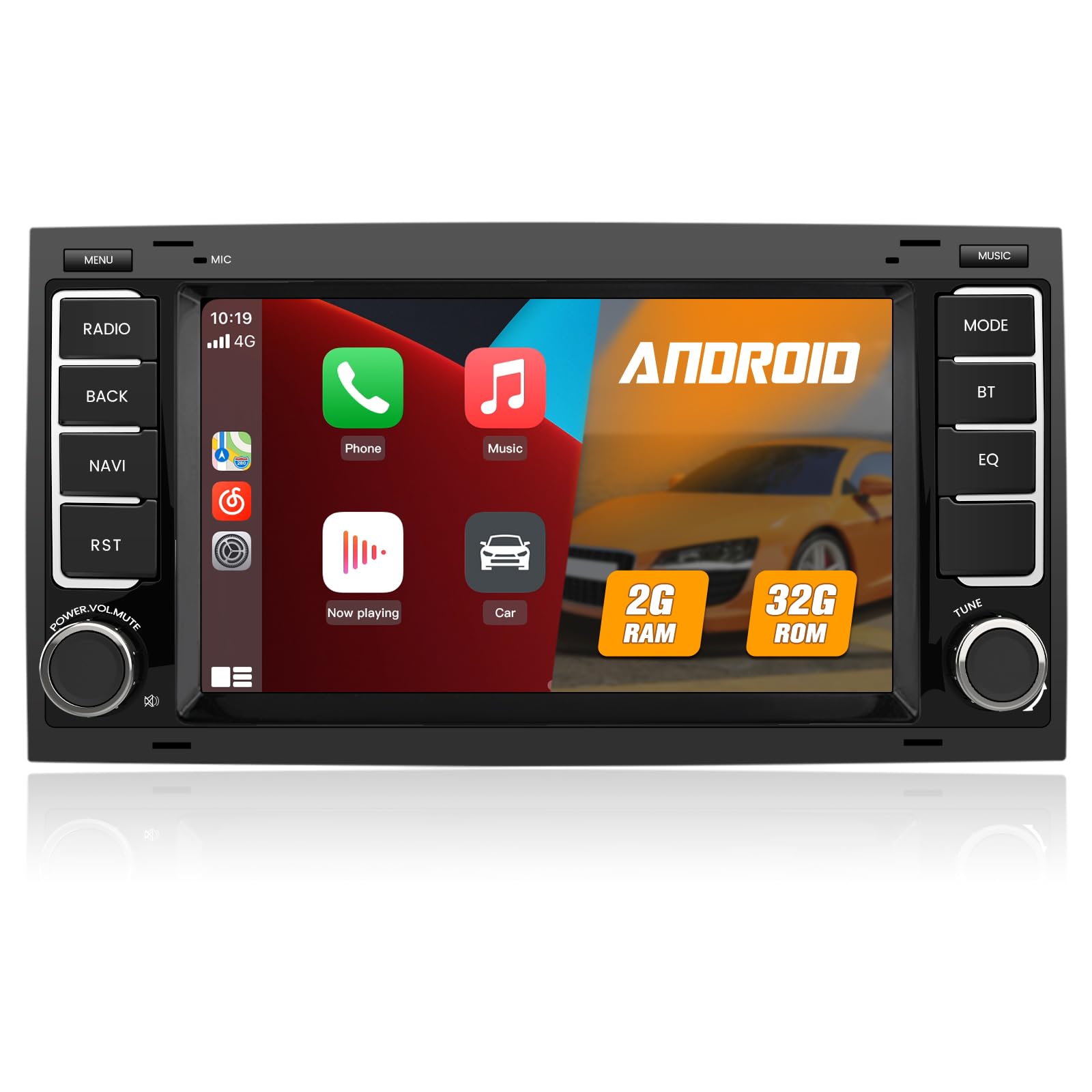 Junsun Android Autoradio für VW Touareg 2004-2011,Transporter T5 Multivan 2004-2009 2GB+32GB with 7 Zoll Touchscreen CarPlay, Android Auto, Bluetooth Navigtion Lenkradsteuerung
