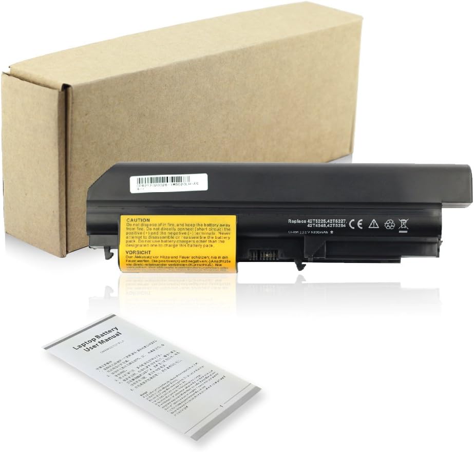 Laptop Battery for Lenovo IBM Thinkpad R400 T400 T61 14.1" widescreen 41U3196 41U3197 41U3198 42T4547 42T4652 42T5225 42T5226 Batteries [Li-ion 6 Cell 10.8v 5200mAh/56wh] Bay Valley Parts®