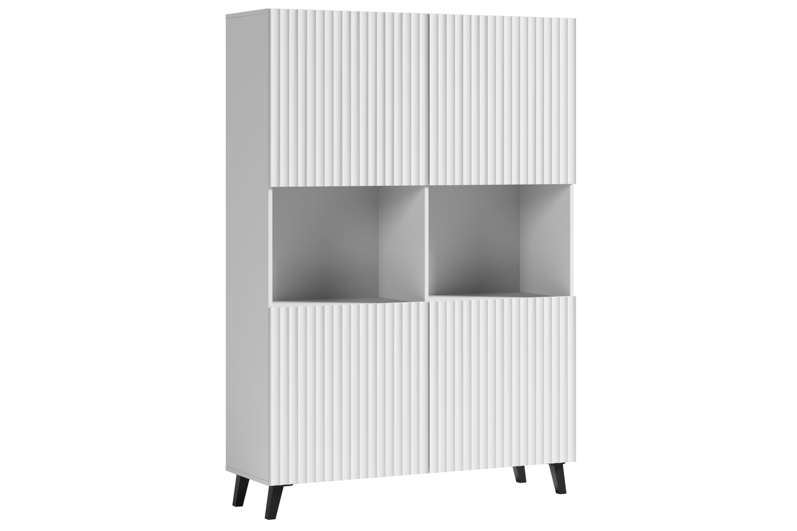 Highboard 120cm Modern 4 Türen Sideboard für Wohnzimmer Weiß Kommode mit Cet Loket Stilvolle Wohnzimmermöbel