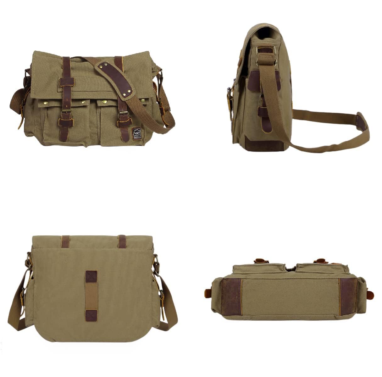 Sechunk retro computadora portátil de lona de cuero militar bolsa de carta