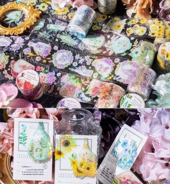 Amazon.co.jp: 海外マステ花柄のPETタイプマスキングテープ6種セット