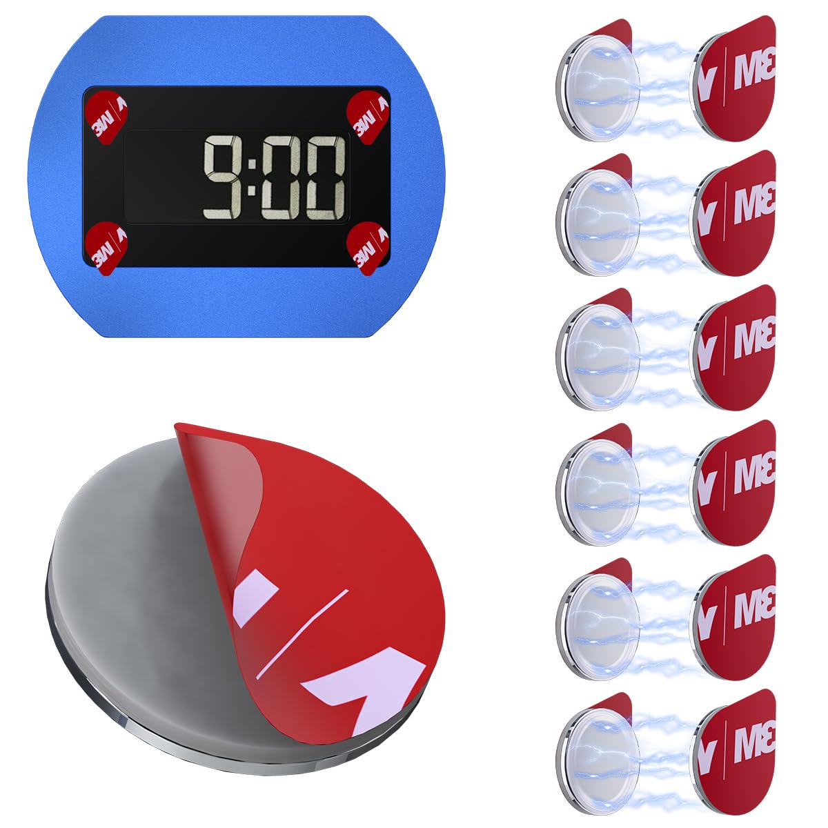 ALAFLY [12 Stück Magnetische Einseitige Ersatz-Klebepads Kompatibel mit Needit Park Lite, Magnetplatte mit hitzebeständigem starkem 3M Aufkleber [Jederzeit Demontierbar Parkuhr]