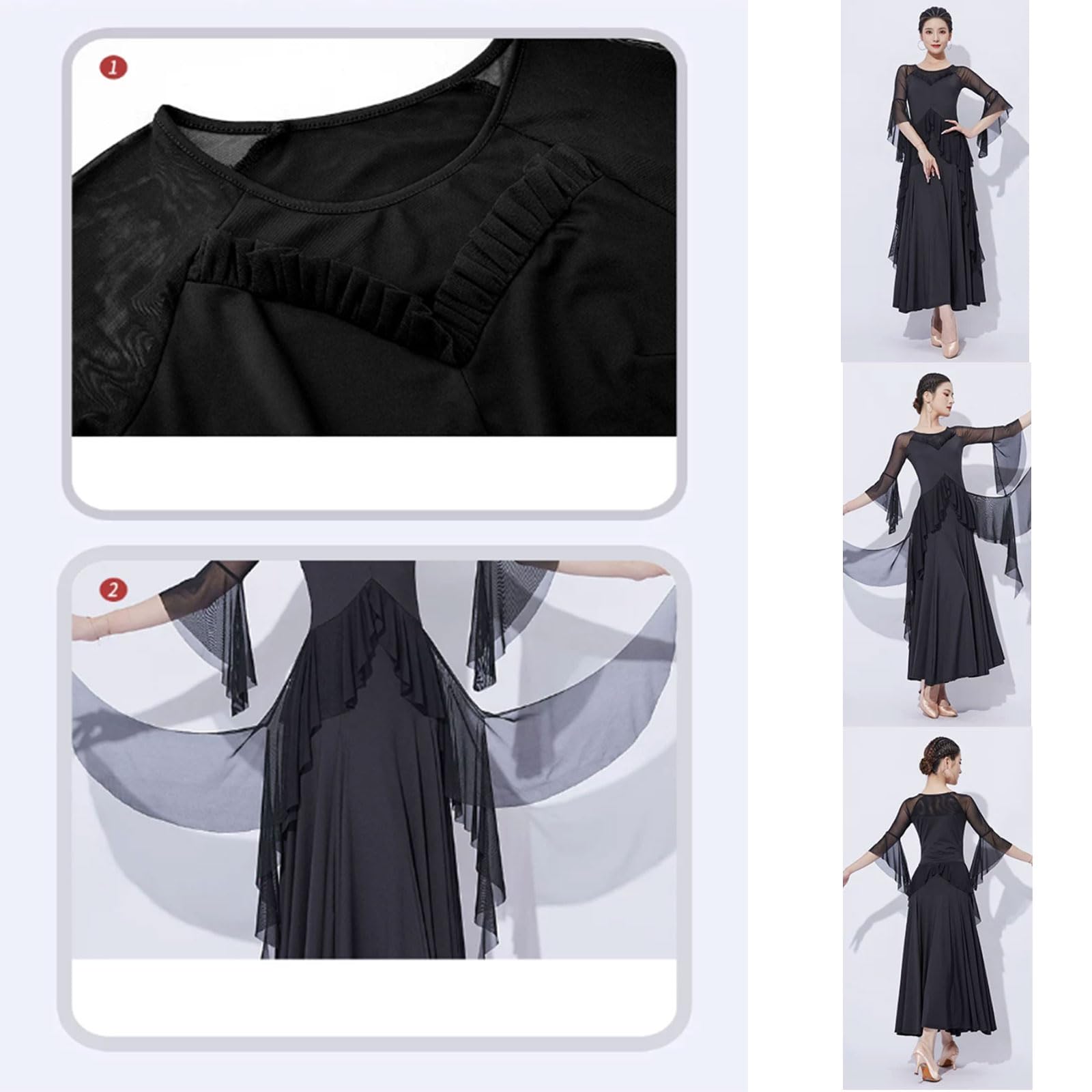 Abiti Ballo da Sala Costume Valzer per Donna Gonna Salsa Flamenco