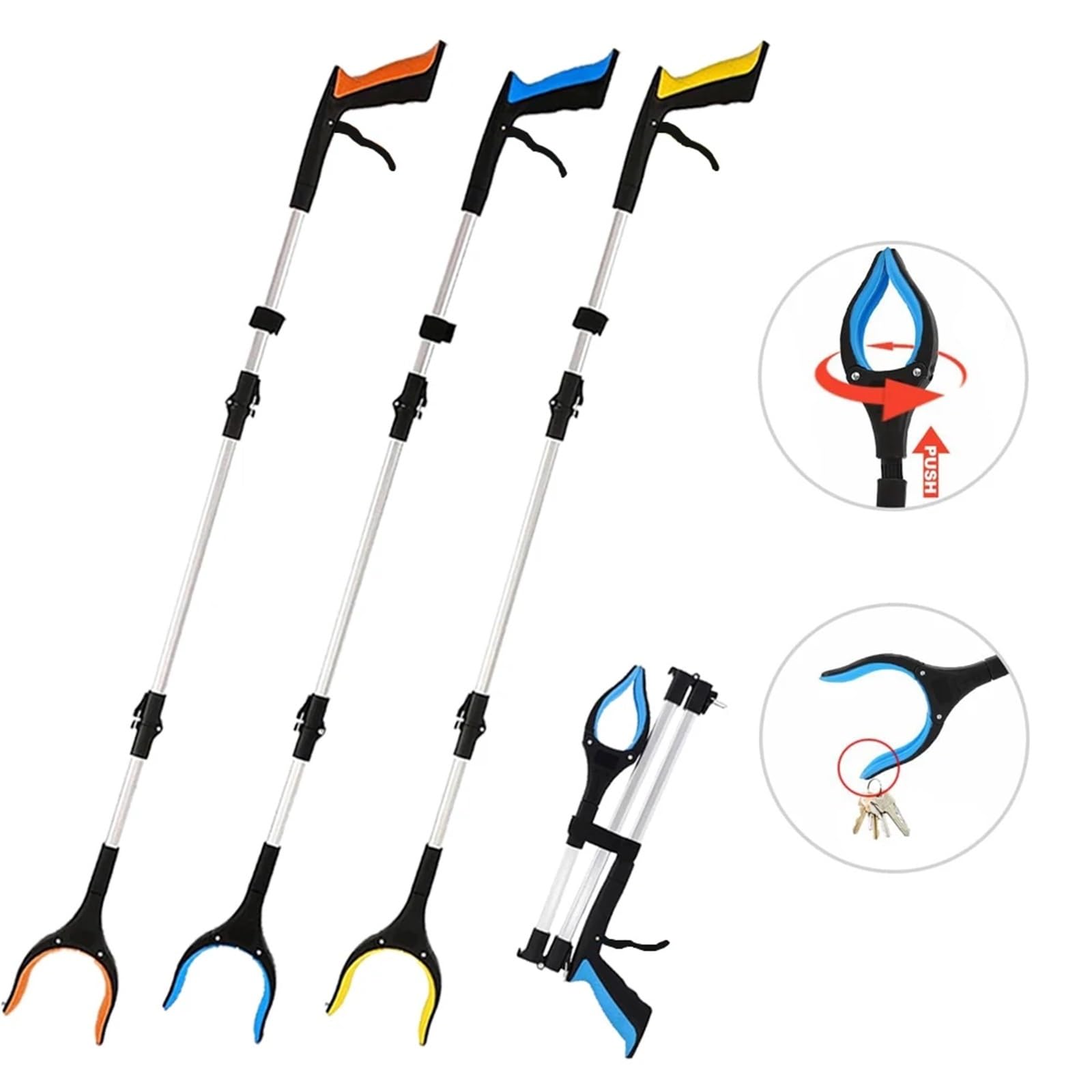Recogedor Pinza Superior 2 uds Herramienta de Agarre de Alcance, agarradores Extra Largos de 43 "para Personas Mayores, agarrador de Basura Ligero y práctico con imanes(Orange)
