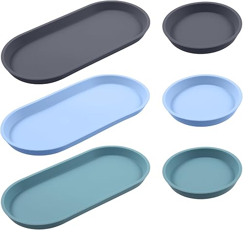 Bandeja de silicona, 6 unidades, organizador de tocador de cocina y baño, mini bandeja para anillas de escritorio, apta para lavavajillas, bandeja