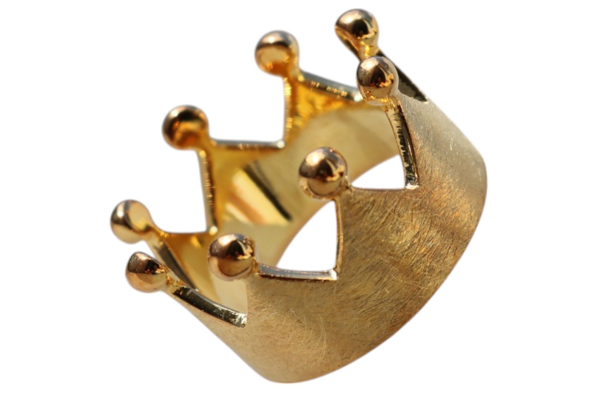 Vergoldeter Kronenring Damen – 925 Sterling Silber Bandring, Breiter Crown Ring, Geschenk für Frauen, Royaler Statement Schmuck | RG: