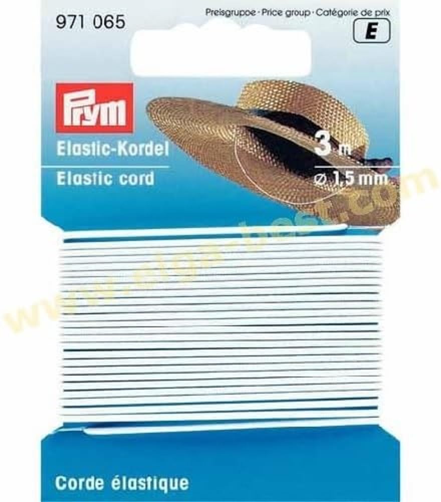 Prym - White (1.5mm, 3m) Elastic Cord - 1 Count