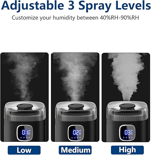 Miniatura 2 de KZF Humidificador grande para dormitorio, humidificador ultrasónico de niebla fría de 9L2.5 galones con humidistato, boquilla de 360, nivel de