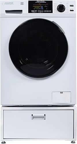 Equator All-In-One VENTEDVENTLESS Washer-Dryer 1.9cf18lb 1400RPM 110V + Pedestal (White + PDL 4455 White)