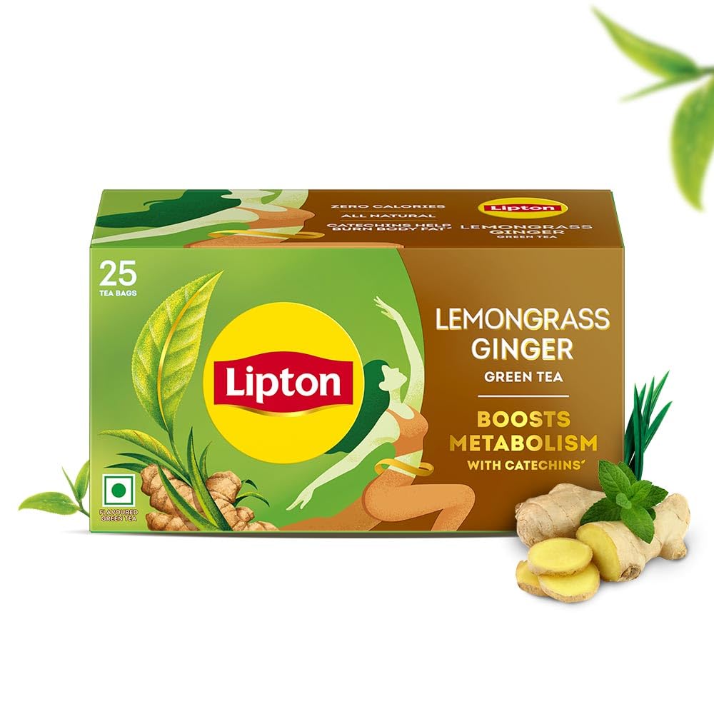 Lipton Lemongrass Ginger I 25 Tea Bags I Tasty Green Tea I Reduce Belly Fat, 33 Gm-picture-31