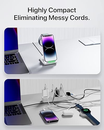 Miniatura 3 de Intoval Estación de carga inalámbrica, cargador 3 en 1 para Apple iPhone/iWatch/Airpods, iPhone 13, 12, 11 (Pro, Pro Max)/XS/XR/XS/X/8 (Plus)