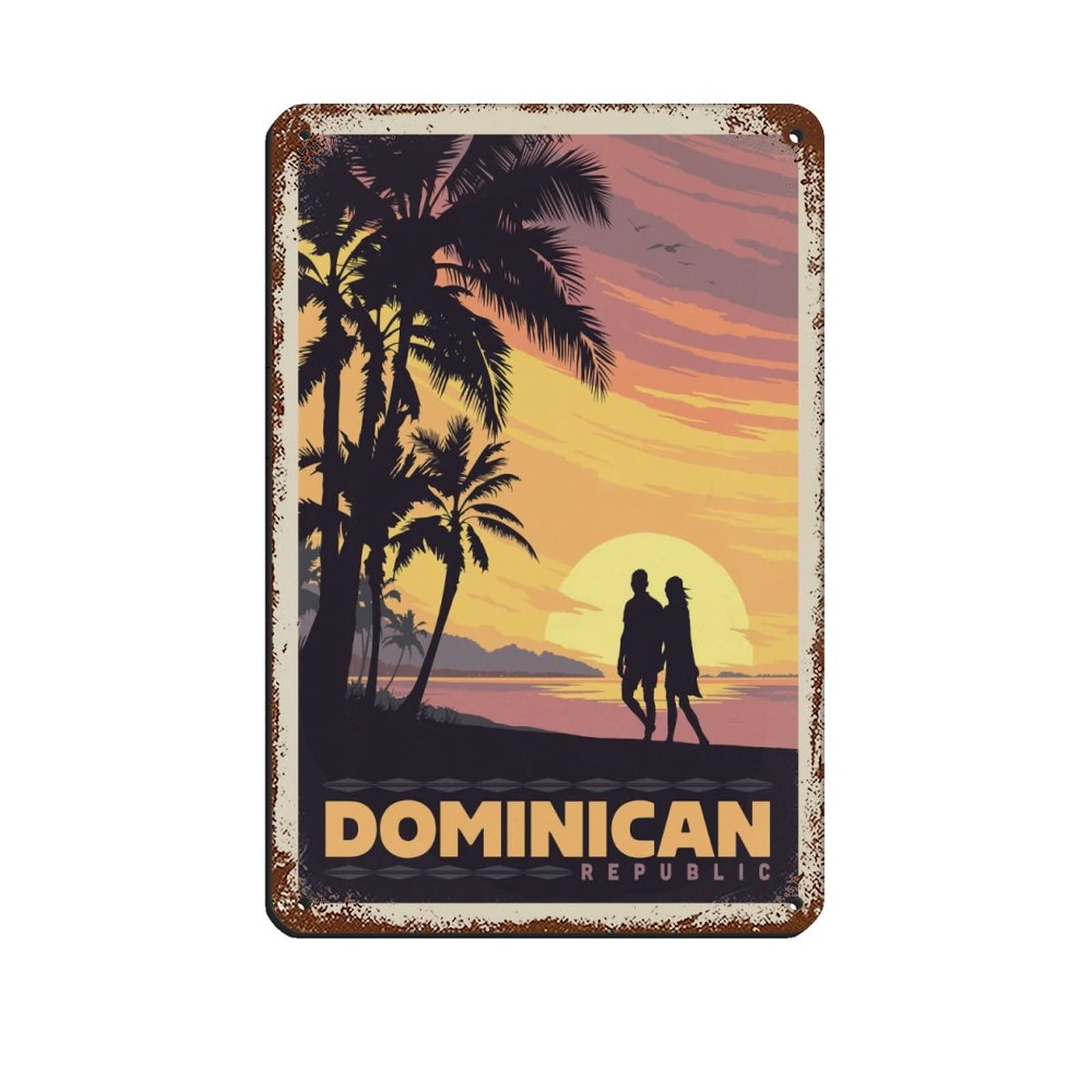 KZIWQ Metal Sign Dominican Republic Vintage Decor Art Sign Home Kitchen Bar Cafe Club Cave Wall Decor Retro Travel Tin Sign 15x30cm