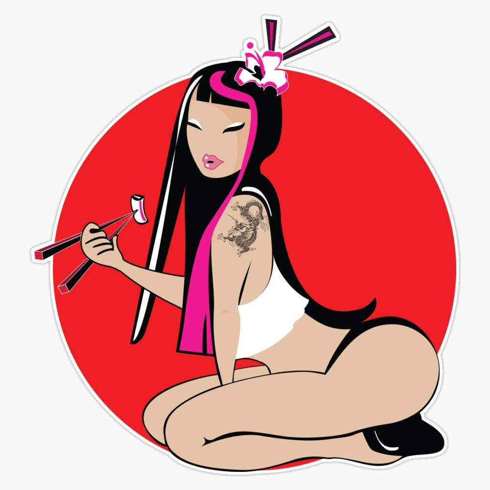 Asian Sushi Girl Sticker Vinyl Bumper Sticker Decal Waterproof 5"