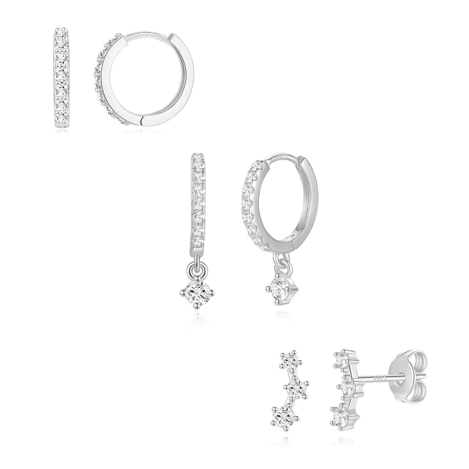 Angelady Gold Hoop Earrings Set for Women, Dainty 14K Gold Plated Huggies Earring, Sterling Silver Hypoallergenic Cartilage Earrings, Trendy Earring Stacks for Multiple Piercing Jewelry Gift(3 Pairs)