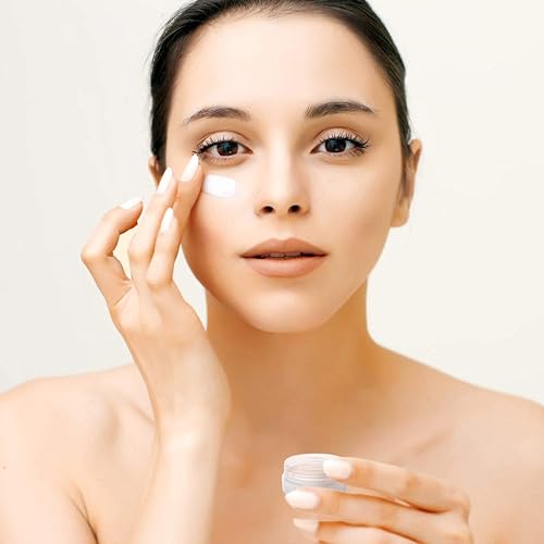 Miniatura 7 de 100 recipientes pequeños de muestra, tarros de maquillaje, recipientes de 0.53 oz con tapas, tarros de plástico, tarros de viaje negros, botellas