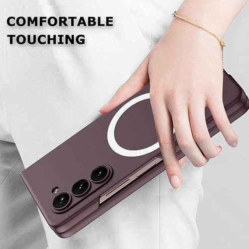 Miniatura 6 de NINKI Funda ultradelgada compatible con Samsung Galaxy Z Fold 5 con protección de pantalla, color rojo vino, a prueba de golpes, funda delgada de