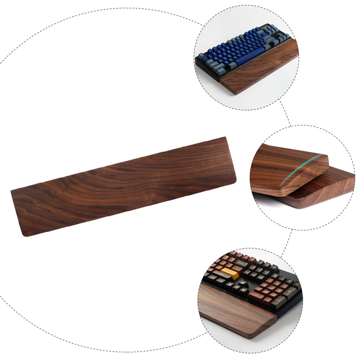 TEHAUX Ergonomische Walnuss Holz Tastatur Handgelenkauflage für Gaming und Büro Rutschfestes Keyboard Wrist Support Pad zur Schonung Des Handgelenks bei Langem Tippen