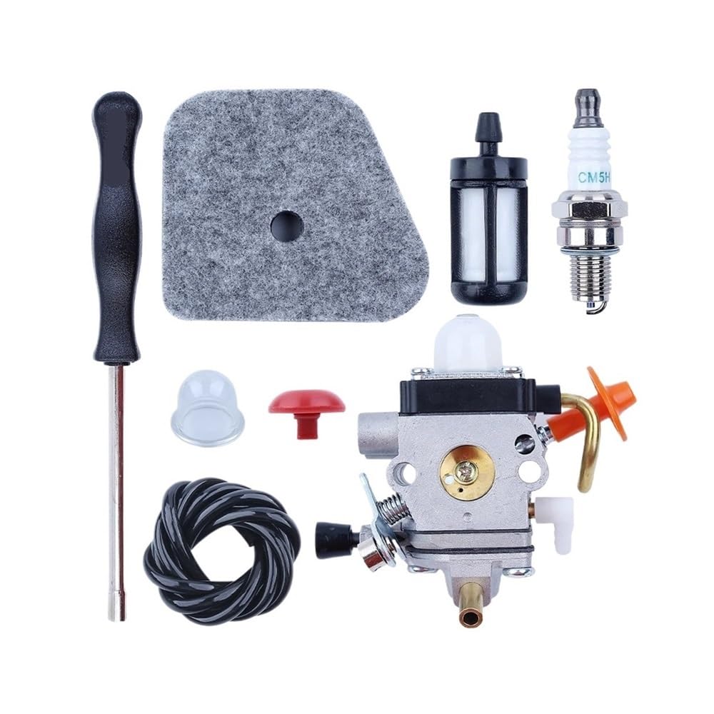 Kit de filtro de aire y línea de combustible compatible with carburador compatible con modelos FS87, FS90, FS100, FS110 y HT100, con destornillador compatible with bujías.