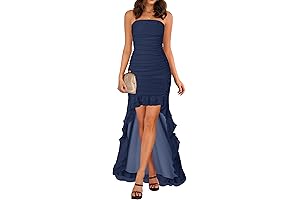 Women&#x27;s Summer Strapless Ruffle Dress