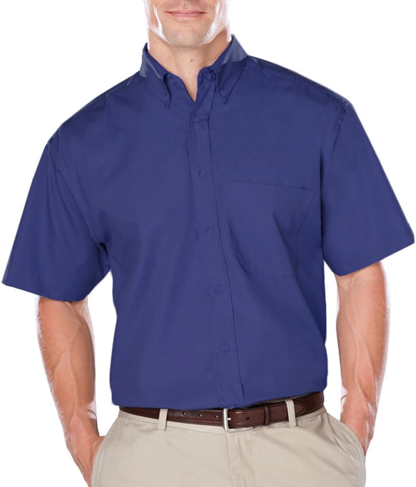 Blue Generation BG7266S - Men's Short Sleeve Easy Care POPLIN with Matching Buttons