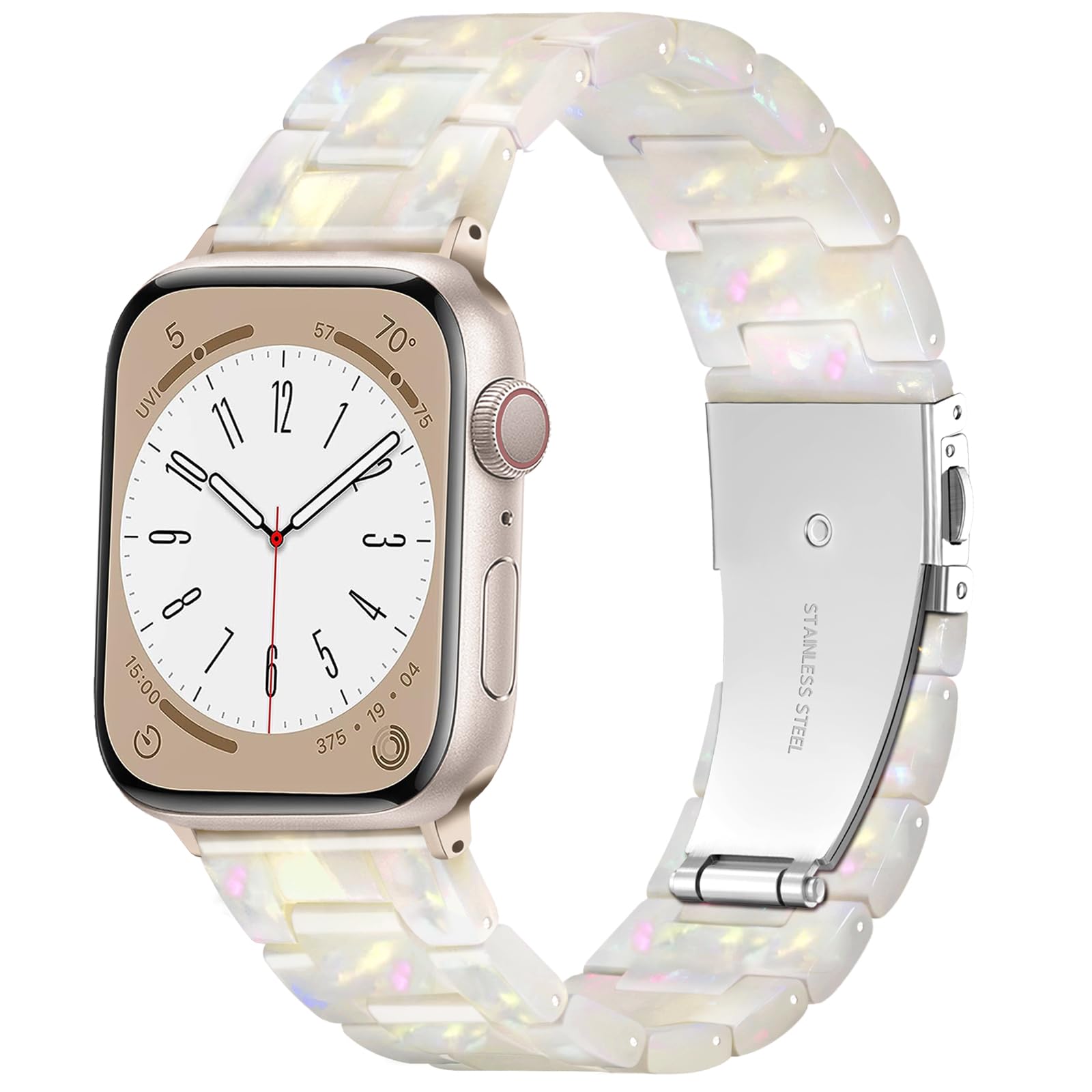 GEAK Compatible with Resin Apple Watch Bands for Women 40mm 38mm 41mm 42mm, Light Stylish Bracelet Replacement Bands Stainless Steel Buckle for iWatch Bands Series 11/10/9/8/7/6/5/4/3/2 SE Colorful