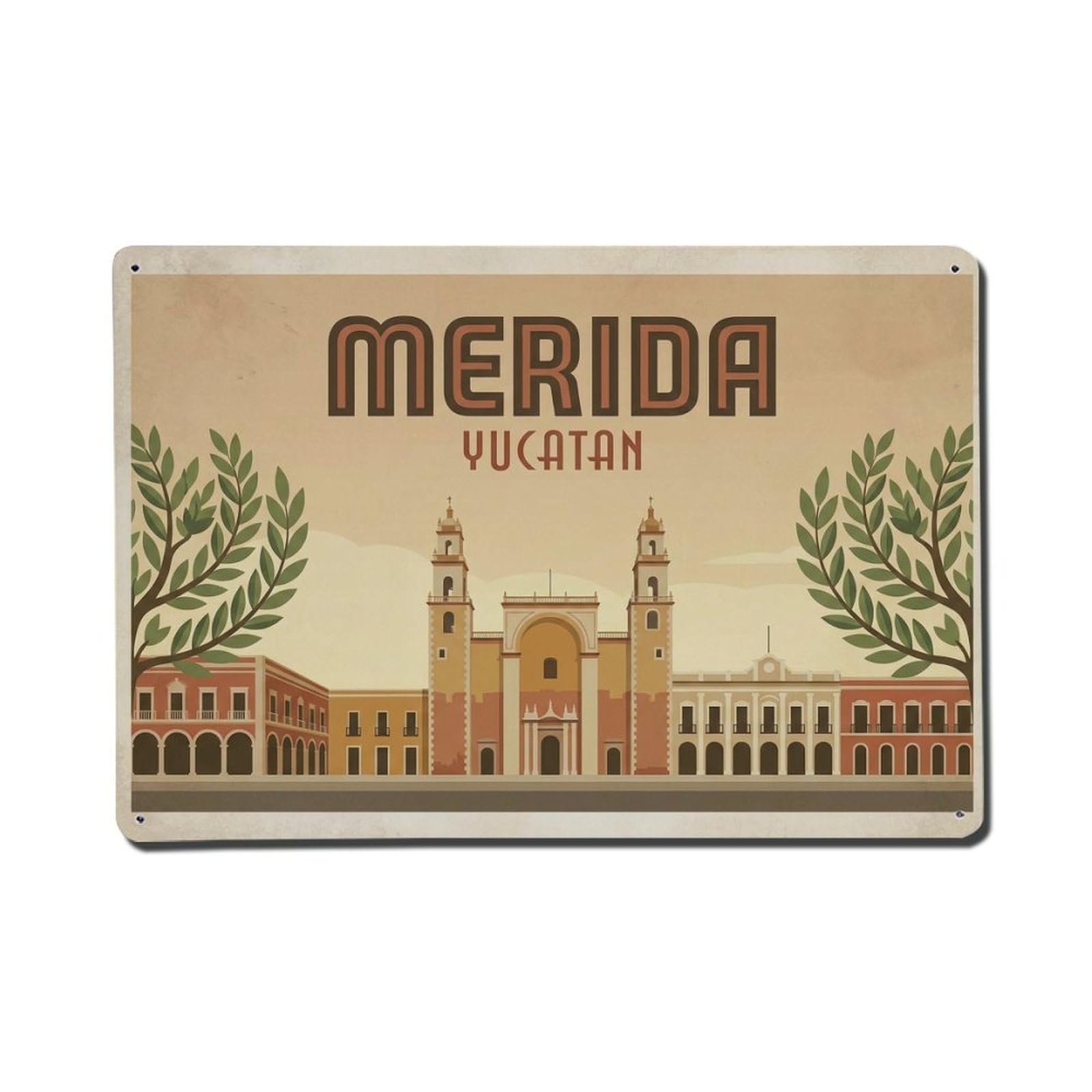 Cxhjca 8X12inch(20X30cm) Travel Vintage Mexico Merida Metal Tin Sign