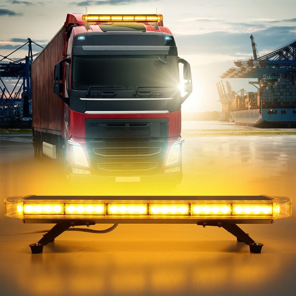 Generico Luce di Аvvertimento Per Tetto Auto 56 LED 15 Modalità di Lampeggiamento Barra Luminosa Stroboscopica di Emergenza Impermeabile con Accendisigari da 5 m Per veicoli da 12V 24V