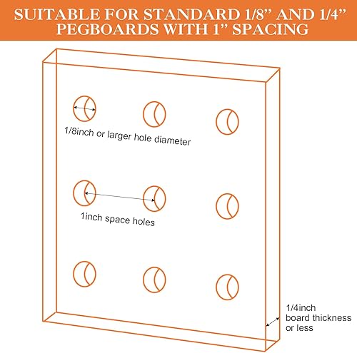 Miniatura 4 de Zubebe Surtido de 106 ganchos para tablero de clavijas con contenedores, el kit organizador de accesorios de tablero de clavijas incluye