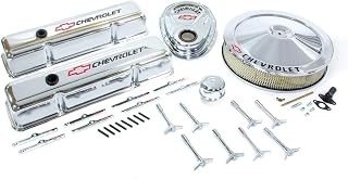 Proform 141-900 Chrome Engine Dress-Up Kit with Black Chevrolet/Red Bowtie Logo for Small Block Chevy