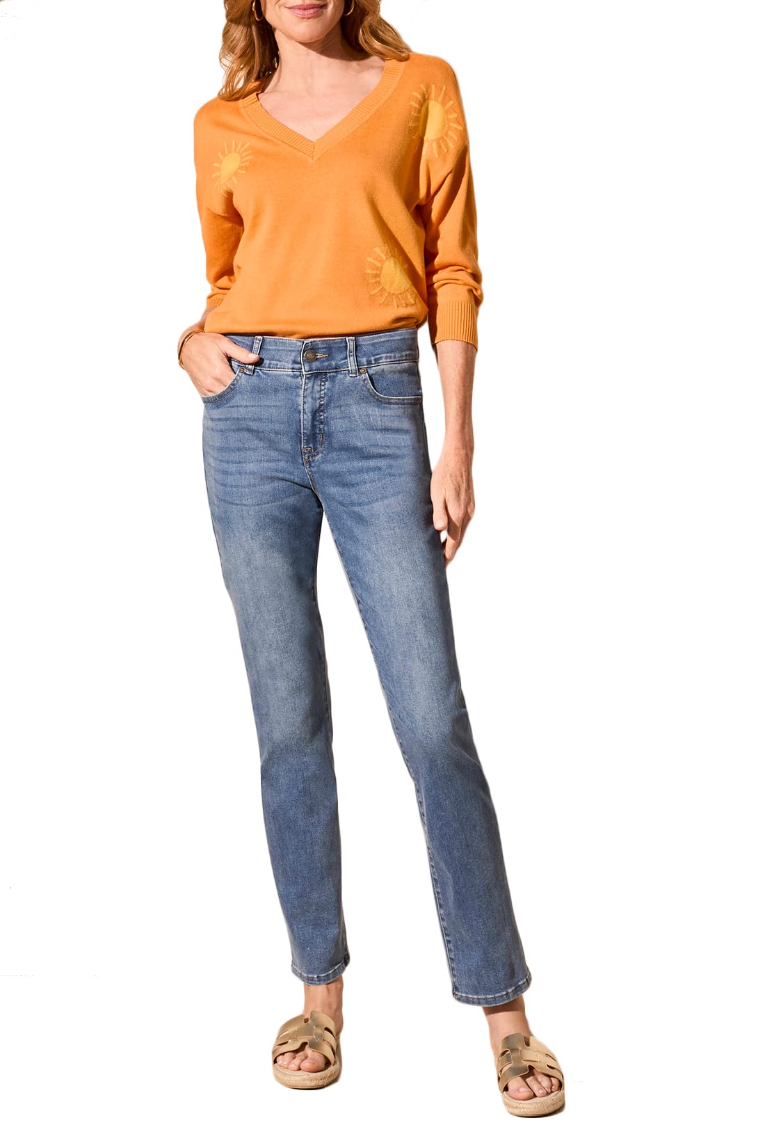 TribalWomen's Sophia Curvy Straight Fit Jeans (Regular, Plus and Petite Sizes)