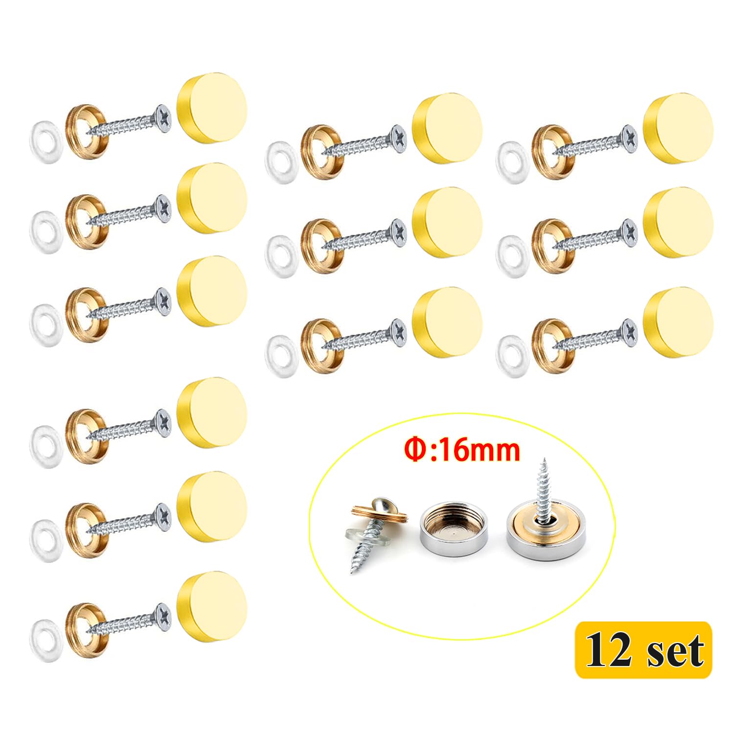 Stainless Steel Mirror Screws - Hardware Nails with Caps -3 Stainless Steel Mirror Screws - Hardware Nails with Caps -3