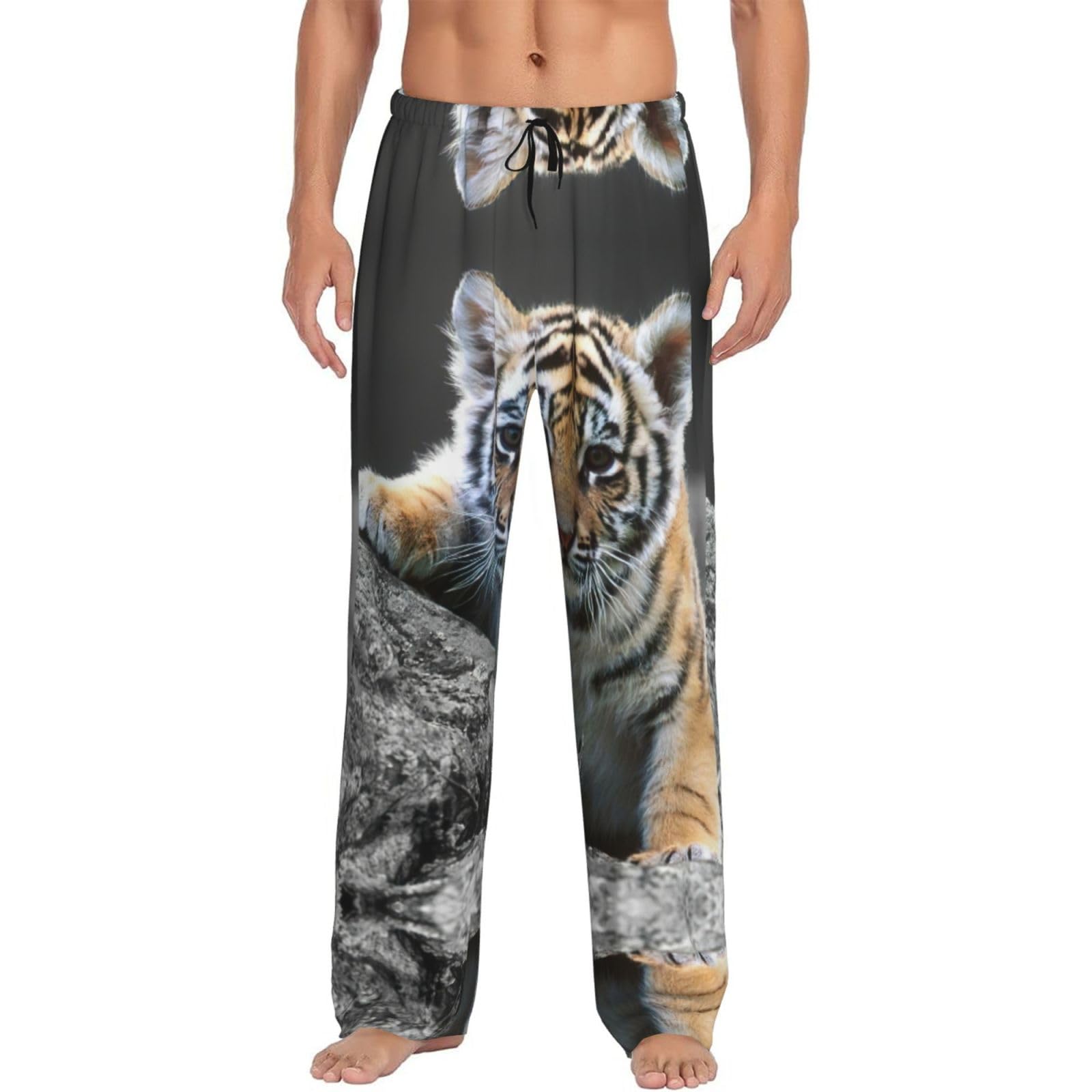 Pantalon pyjama tigre mignon EdWal avec poches pratiques Noir - 8