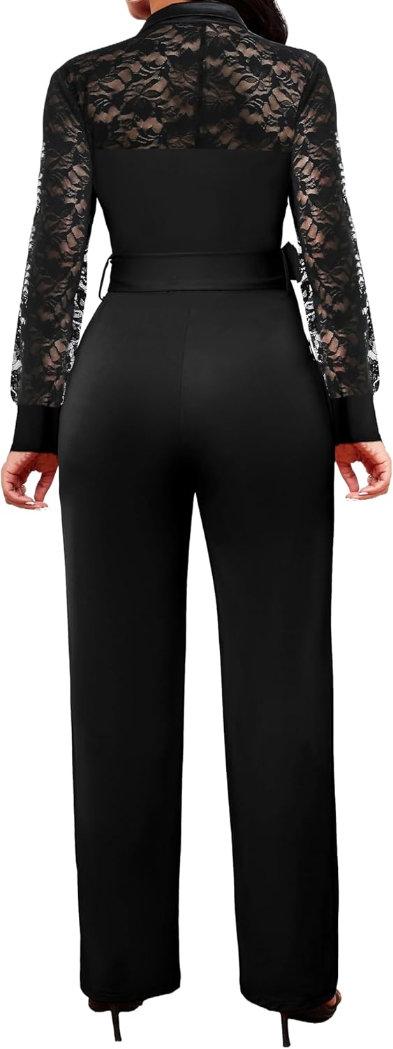 sexycherry Formal Jumpsuit for Women Dressy Wedding Guest Elegant Long Sleeve Long Straight Pants Cocktail Party Rompers - Image 2