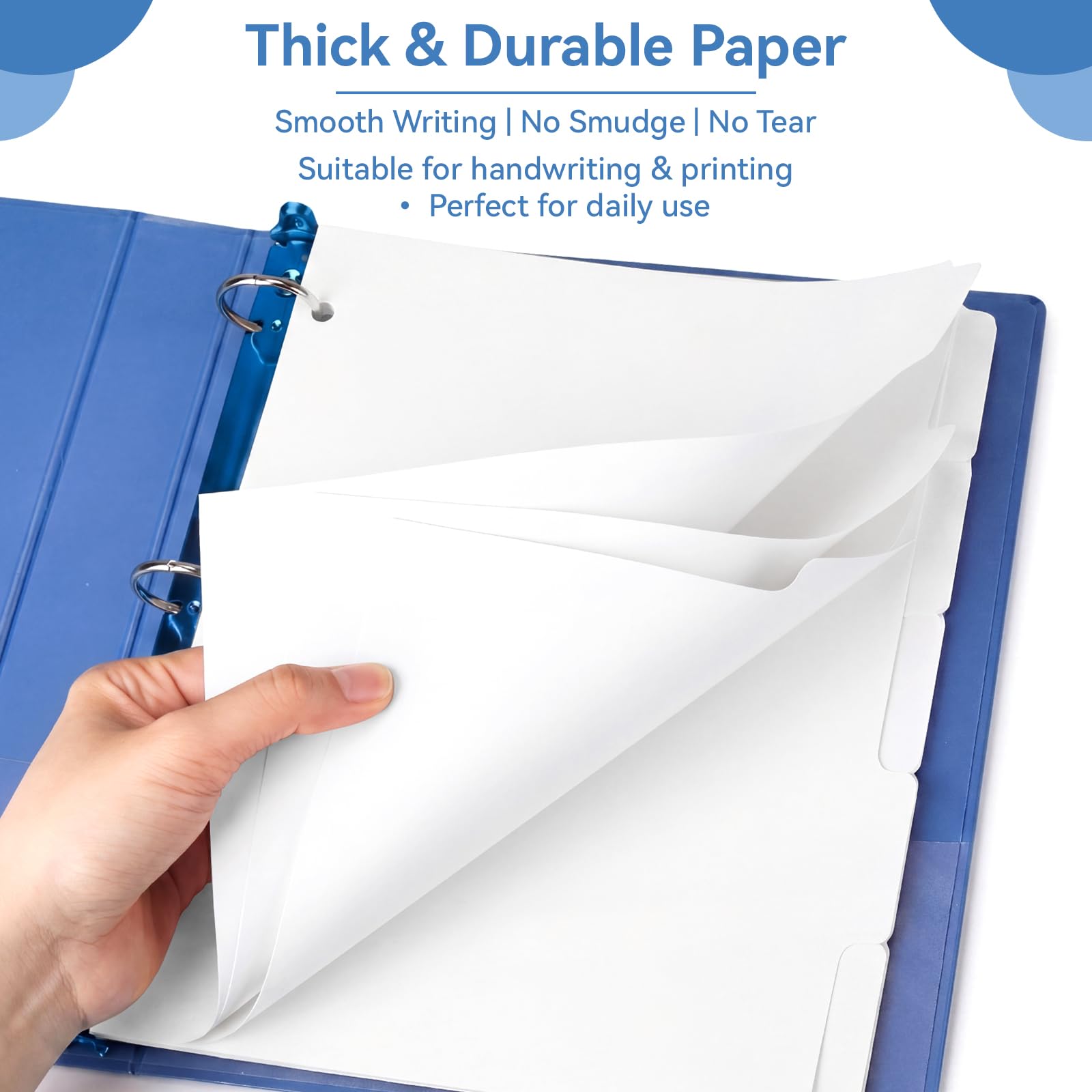 Chuangdi Ordner-Trennblätter mit Registerkarten für 3-Ringbinder, Briefgröße 21,6 x 27,9 cm, weißes Papier, blanko, mit 5 Registern, 100 Sets für Schule, Büro und Zuhause, 500 Trennblätter