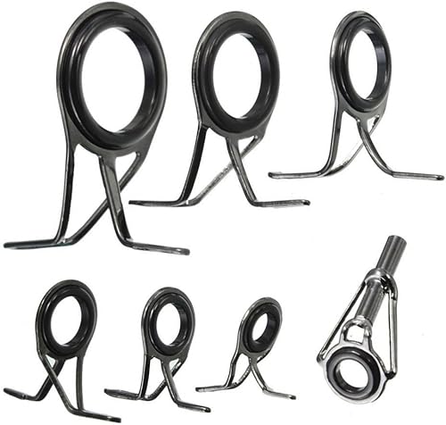 Honbay Juego de 7 piezas de caña de pescar de tamaños mixtos Ojos Guías Línea Anillos Kit de reparación