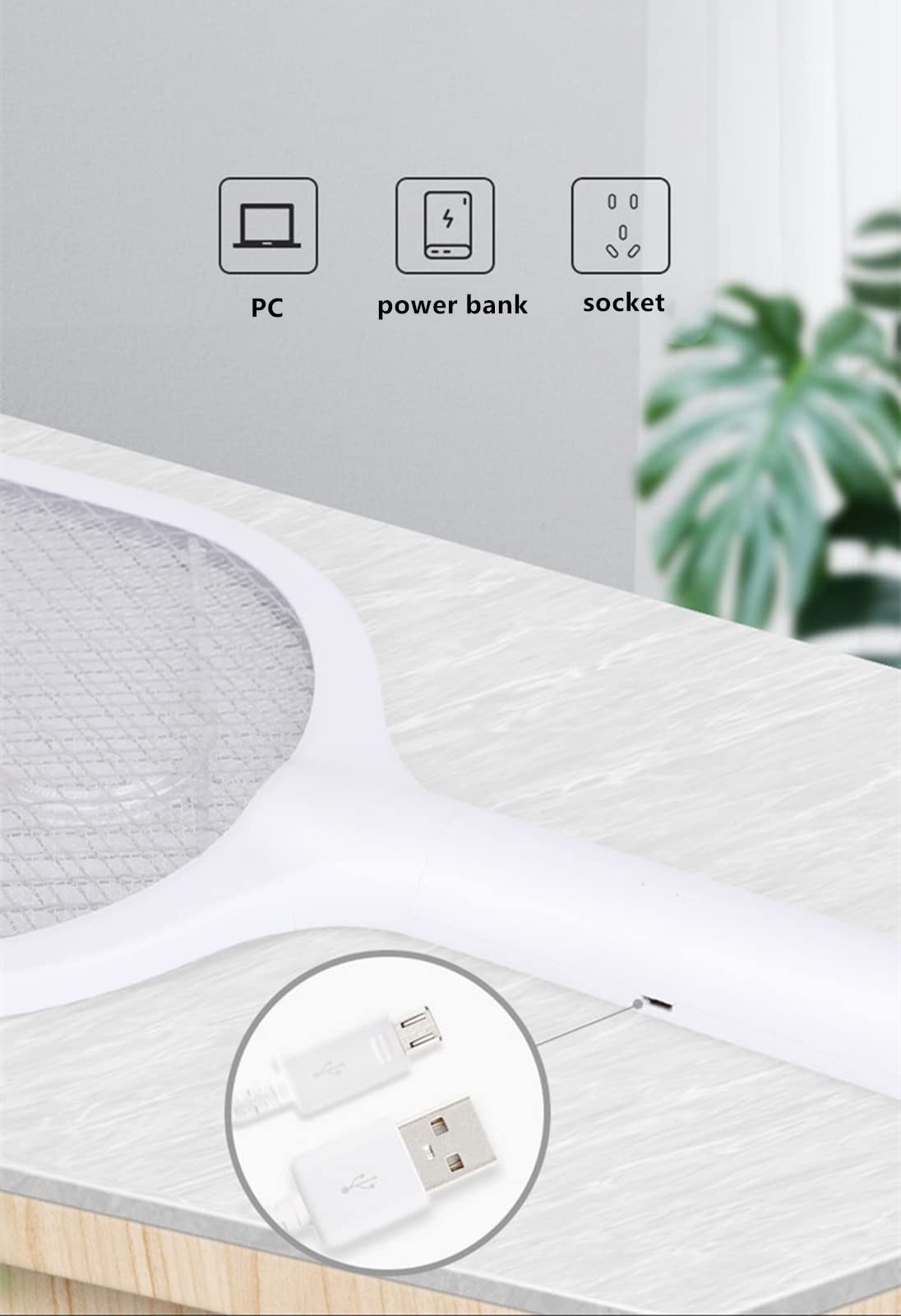Scacciamosche Elettrico, Scacciamosche Pieghevole 2500V Scacciamosche Elettrico Racchetta Ricaricabile USB per Zapper per Insetti per Casa, Interni ed Esterni, Racchetta Zapper per Zanzare di Grandi