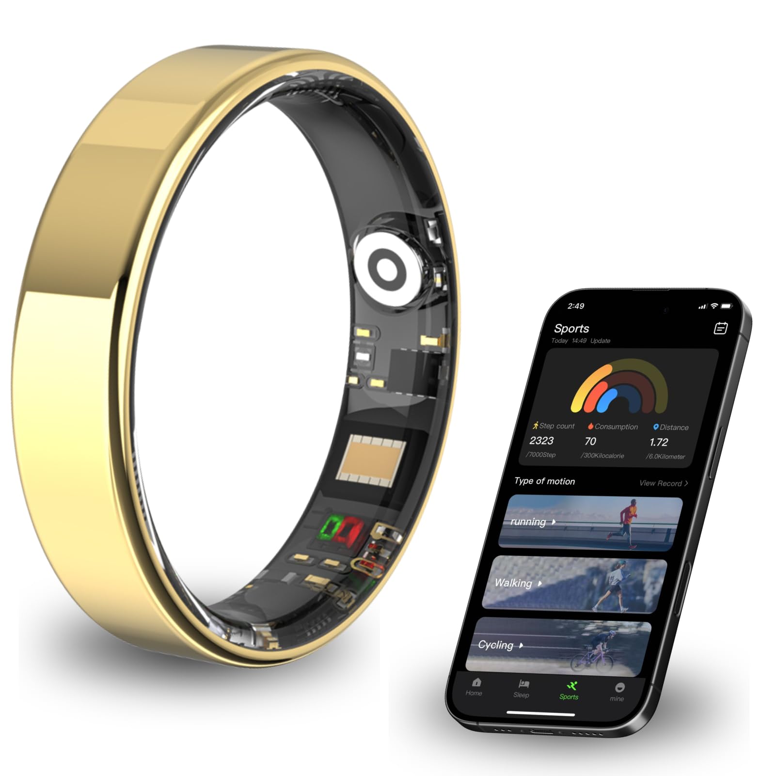 2026 Smart Ring for Women and Men Ultra Thin 6.0mm Fitness Tracker | Heart Rate Sleep Blood Oxygen Steps and Cycle Monitoring | No Subscription Required (Gold, #8)