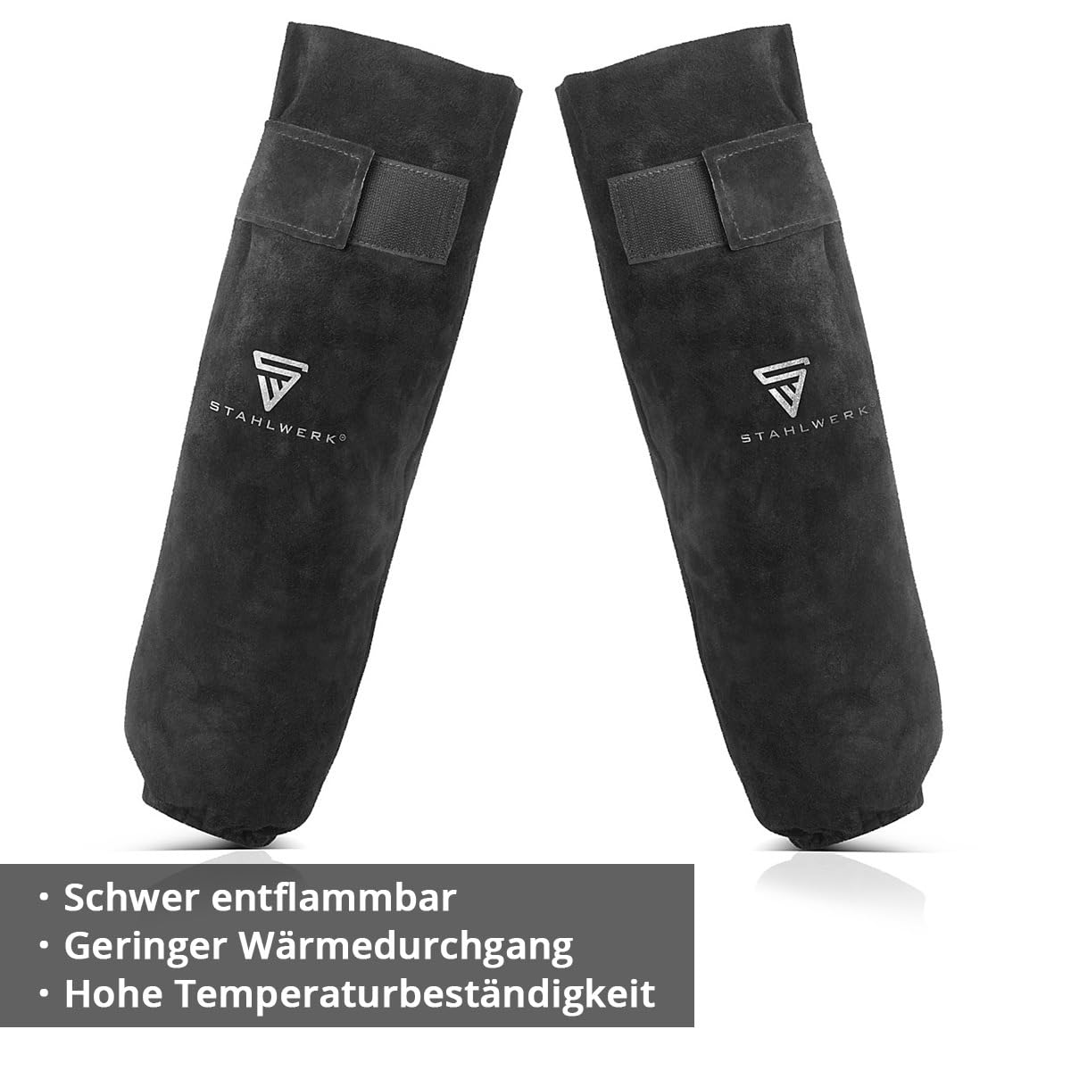 STAHLWERK Schweißerärmel Schweißerschutzärmel aus Spaltleder mit Klettverschluss zum Schweißen und Plasmaschneiden
